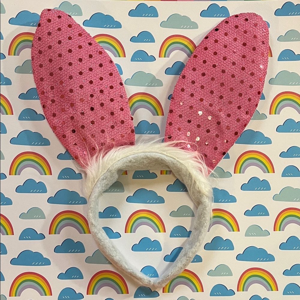 Pink Sequin Bunny Ear Headband